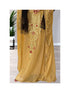 Grand Golden Yellow Kaftan Gown with Gold Zari Work | Evening & Modest Wear