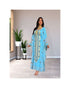 Sky-Blue Kaftan Handcrafted Georgette Embroidered Work Party Wear Fully Stitched Dresses 0226