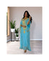 Sky-Blue Kaftan Handcrafted Georgette Embroidered Work Party Wear Fully Stitched Dresses 0227