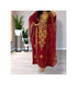 Grand Maroon & White Layered Moroccan Kaftan Gown | Bridal & Event Dress