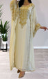 White Georgette Kaftan With Gold Embroidery