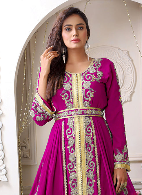 Arabic pink wedding designer moroccan kaftan