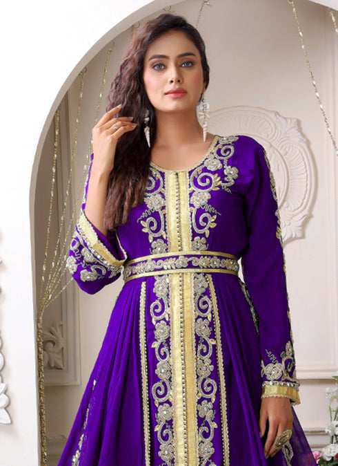 Arabic purple wedding designer moroccan kaftan