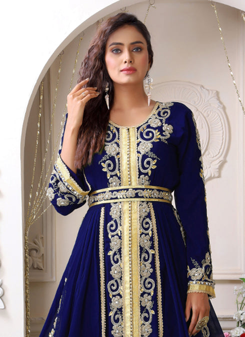 Arabic darkblue wedding designer moroccan kaftan