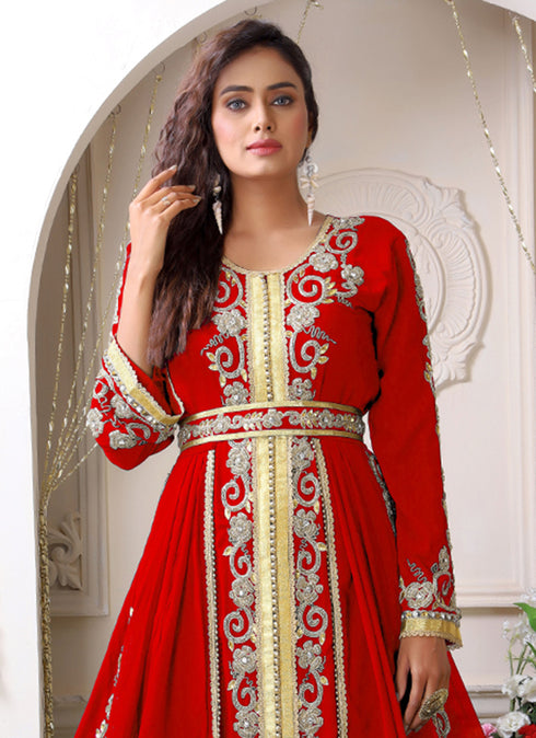 Arabic red wedding designer moroccan kaftan
