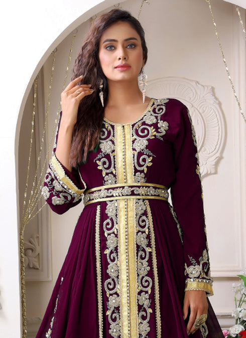 Arabic violet wedding designer moroccan kaftan