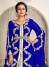 Blue designer hand beaded moroccan party wedding kaftan