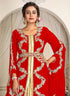 Red designer hand beaded moroccan party wedding kaftan