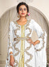 White designer hand beaded moroccan party wedding kaftan