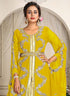 Yellow designer hand beaded moroccan party wedding kaftan