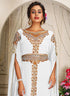 Arabic white georgette islamic modern dubai kaftan