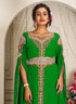 Arabic parrot green georgette islamic modern dubai kaftan