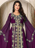 Violet islamic wedding designer arabic maxi hand beaded dubai ladies long sleeve moroccan arabic party wear kaftan