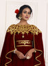 Maroon and gold embroidery israeli dress islamic design kaftan takchita wedding party wear kaftan