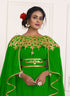 Parrotgreen and gold embroidery israeli dress islamic design kaftan takchita wedding party wear kaftan