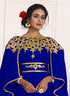 Blue and gold embroidery israeli dress islamic design kaftan takchita wedding party wear kaftan