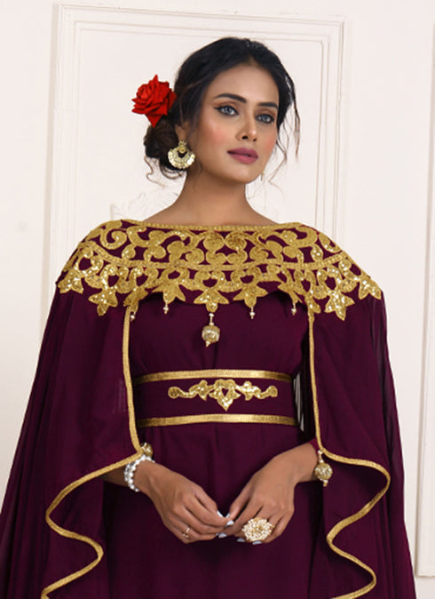 Violet and gold embroidery israeli dress islamic design kaftan takchita wedding party wear kaftan