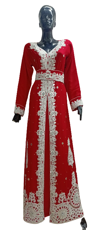RED GEORGETTE KAFTAN WITH ZARI WORK