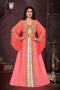 Red & white color luxurious Handmade Moroccan Kaftan with hijab