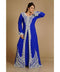 Royal-Blue color luxurious full sleeves Handmade Moroccan Kaftan with Sun-proof hiijab.