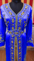 Royal Blue inner light gold color luxurious Full Sleeves Handmade Moroccan Kaftan.