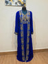 Royal Blue color luxurious Full Sleeves Handmade Two Piece Jacket Style Moroccan Kaftan.