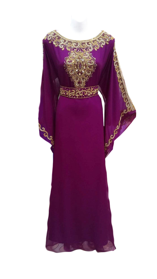 Purple georgette embroidered islamic wedding farasha