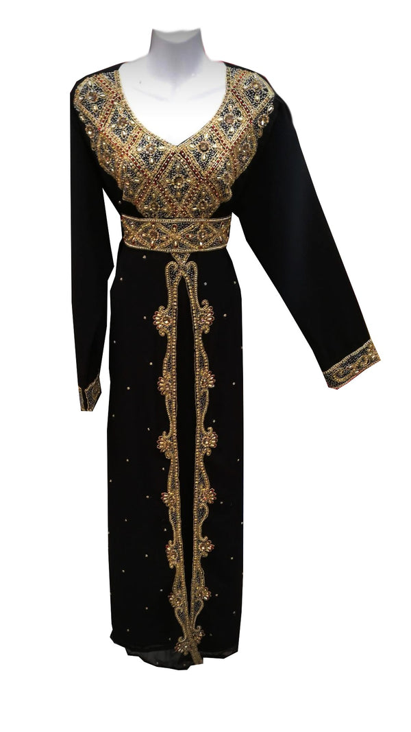 Black georgette embroidered islamic wedding kaftan