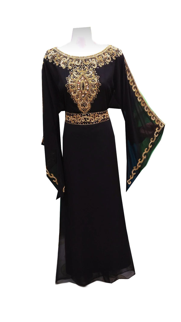 Black georgette embroidered islamic wedding farasha