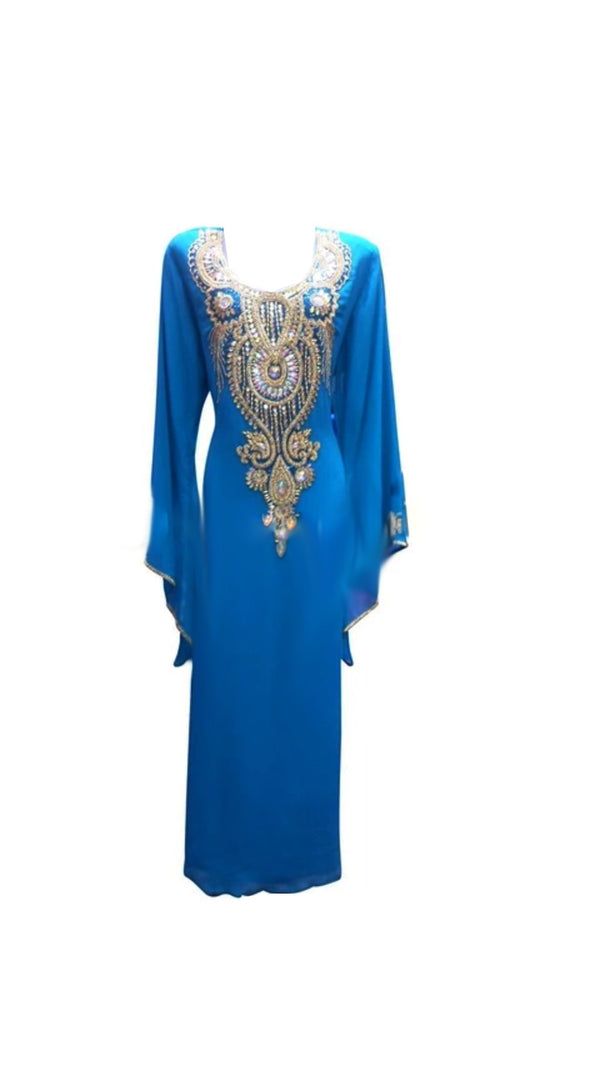 Firozi Georgette Farasha With Zari And Stone Work