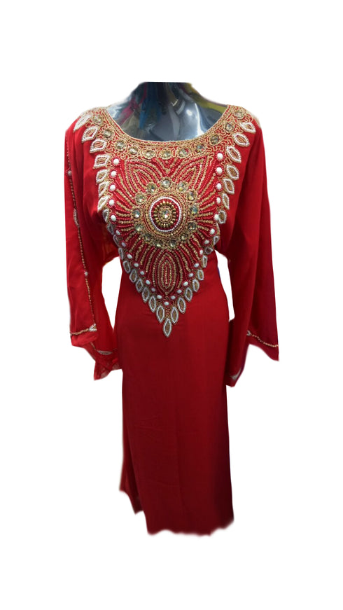 Maroon Embroidered Georgette Stitched Islamic Farasha