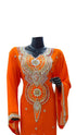 Orange Embroidered Georgette Stitched Islamic Farasha