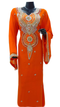 Orange Embroidered Georgette Stitched Islamic Farasha