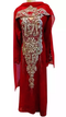 Maroon Embroidered Georgette Stitched Islamic Kaftan