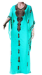 Turquoise Embroidered Georgette Stitched Islamic Kaftan