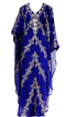 Blue Embroidered Georgette Stitched Islamic Kaftan