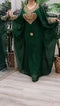 Dark Green Georgette Kaftan with Green Stone and Zari Emboidery