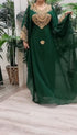 Dark Green Georgette Kaftan with Green Stone and Zari Emboidery