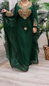 Dark Green Georgette Kaftan with Green Stone and Zari Emboidery
