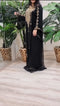 Black Georgette Kaftan Dress with Gold Handwork Embroidery
