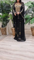 Black Georgette Kaftan Dress with Gold Handwork Embroidery