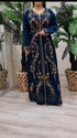 Kaftan Dress in Navy Georgette Embroidered