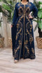 Kaftan Dress in Navy Georgette Embroidered