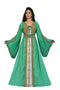 Sea-Green & white color luxurious Handmade Moroccan Kaftan with hijab