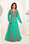Sea-Green color luxurious Full Sleeves Handmade Moroccan Kaftan .