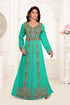 Sea-Green color luxurious Full Sleeves Handmade Moroccan Kaftan .