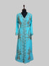Cyan color luxurious Full Sleeves Handmade Moroccan Kaftan.