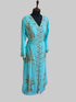 Cyan color luxurious Full Sleeves Handmade Moroccan Kaftan.