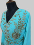 Cyan color luxurious Full Sleeves Handmade Moroccan Kaftan.