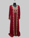 Maroon color luxurious Full Sleeves Handmade Two-Piece Jacket Style Moroccan Kaftan.